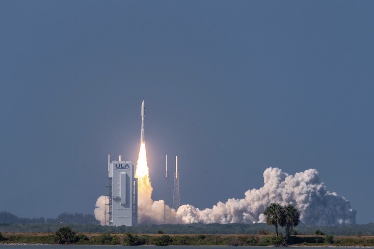 An Atlas V Advanced Extremely High Frequency vehicle number 6 rocket successfully launches from Space Launch Complex-41 at Cape Canaveral Air Force Station, Fla., March 26, 2020.